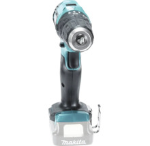 Makita Akku-Bohrschrauber mit Schnellspannbohrfutter, Gürtelclip und Makita Logo.