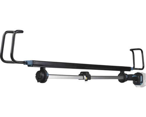 Makita Akku-LED-Arbeitsleuchte mit ausziehbaren Haltearmen für Motorhauben und Makita Logo.