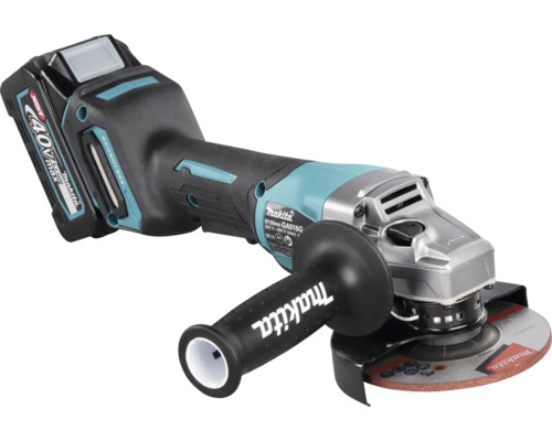 Makita Akku-Winkelschleifer GA016G mit 40 Volt Max XGT Akku, bürstenlosem Motor und Seitengriff.
