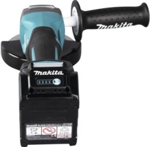 Makita Akku Winkelschleifer mit Lithium Ionen Akku und Zusatzhandgriff.