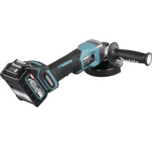 Makita Akku-Winkelschleifer 40 Volt Max XGT mit bürstenlosem Motor, Seitengriff und Schutzhaube.