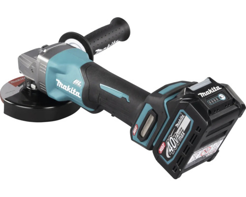 Makita Akku-Winkelschleifer XGT 40 Volt Max mit bürstenlosem Motor und Seitengriff.