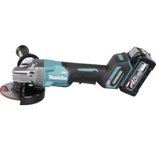 Makita Akku-Winkelschleifer 40 Volt Max XGT mit bürstenlosem Motor, Seitengriff und Schutzhaube.