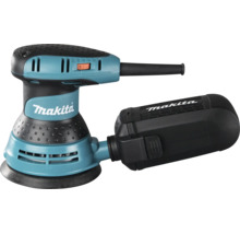 Makita Exzenterschleifer mit Staubauffangbehälter, Drehzahlregelung und Makita Logo.