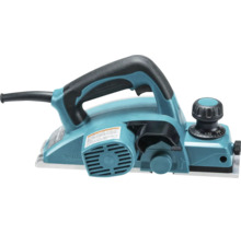Makita Elektrohobel mit ergonomischem Handgriff und Drehknopf zur Einstellung der Hobeltiefe.