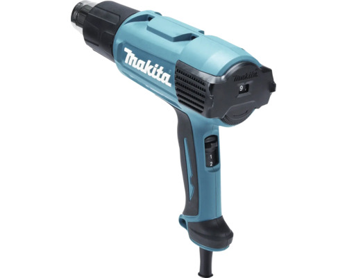 Makita Heißluftgebläse mit Einstellrad für Temperatur und zweistufigem Schalter.