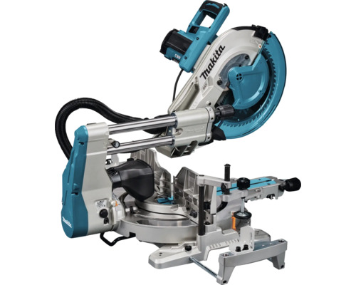 Makita Akkumulator-Kapp- und Gehrungssäge mit Zugfunktion, Sägeblattschutz und Staubabsaugung.