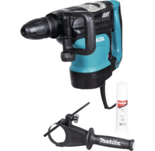 Makita Bohrhammer mit Anti-Vibrations-Technologie, Zusatzhandgriff, Tiefenanschlag und Bohrerfett.