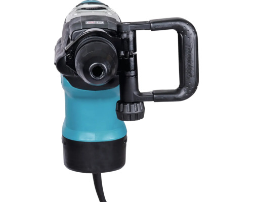 Makita Bohrhammer in Frontansicht mit D-Handgriff und Werkzeugaufnahme.
