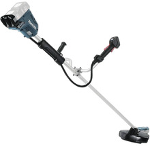 Makita Akku-Freischneider mit Zweihandgriff, langem Metallschaft und Schneidkopf.