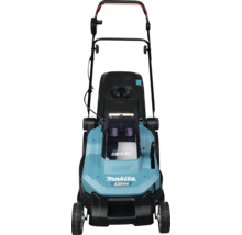 Makita Akku-Rasenmäher mit 36 Volt Leistung und 430 Millimeter Schnittbreite.