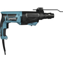 Blauer Makita Kombi-Bohrhammer HR2670FT mit Netzbetrieb, Tiefenanschlag und Pistolengriff.