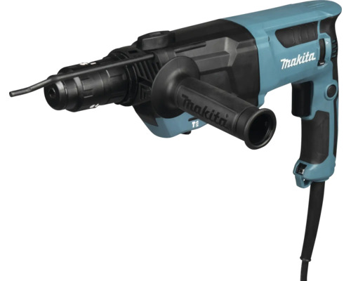 Makita Bohrhammer mit Seitengriff und Tiefenanschlag, türkis und schwarz, kabelgebunden.