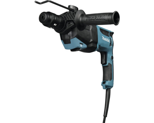 Makita Bohrhammer in Blau und Schwarz mit Seitengriff, Tiefenanschlag und Netzkabel.