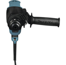 Makita Bohrhammer Vorderansicht mit Bohrfutter und Zusatzhandgriff mit Makita Logo.