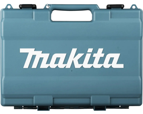Blauer Werkzeugkoffer von Makita aus Kunststoff mit Tragegriff und Makita Logo.