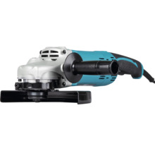 Elektrischer Winkelschleifer mit Seitengriff, Schutzhaube und Netzkabel.