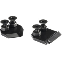 Schwarzes Klemmplatten-Set für Hobelmesser aus Metall mit Innensechskantschrauben und Muttern.