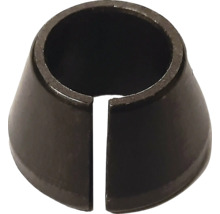 Konische Klemmhülse aus Metall mit vertikalem Schlitz.