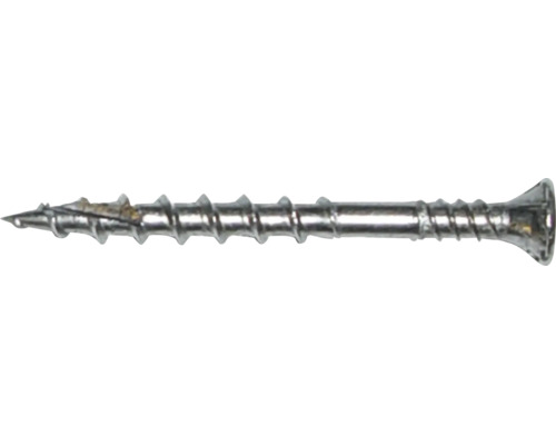 Holzschraube mit Senkkopf und Teilgewinde aus Metall.