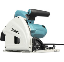 Makita Tauchkreissäge mit weißem Schutzgehäuse und blauem Motorblock.