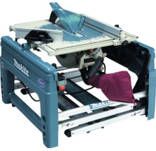 Makita Tisch- und Kappsäge Flipper LF1000 mit Sägetisch, Sägeblattschutz, Parallelanschlag und Staubfangbeutel.