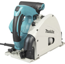 Makita Tauchsäge mit Absaugstutzen und Handgriff.