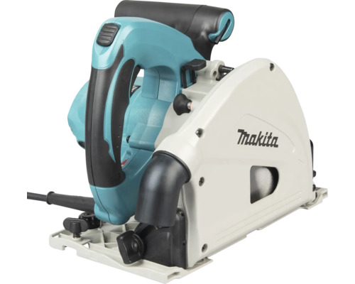 Makita Tauchsäge mit Absaugstutzen und Handgriff.