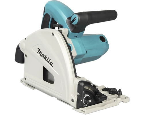 Makita Tauchkreissäge mit Gehrungseinstellung bis 45 Grad und Absaugstutzen.