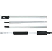 Vierteiliges Verlängerungsrohr-Set aus Aluminium für Reinigungsgeräte mit Handgriff und Steckverbindungen.