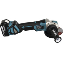 Makita Akku-Winkelschleifer DGA519, 18 Volt, Scheibendurchmesser 125 Millimeter, mit Lithium-Ionen-Akku und Seitengriff, Blau-Schwarz.