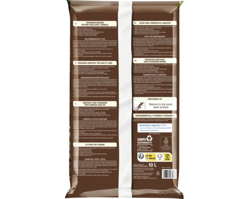 Terrariumsubstrat für adulte Tiere, 10 Liter Packung