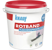Knauf Rotband Flächenspachtel Plus, gebrauchsfertige Allzweckspachtelmasse im 20 plus 2 Kilogramm Eimer.