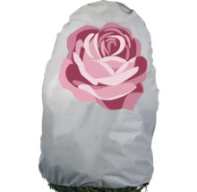 Winterschutzhaube für Pflanzen mit Rosenmotiv aus Vlies