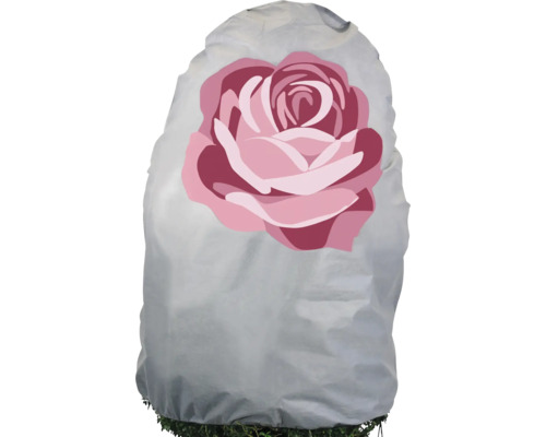 Winterschutzhaube für Pflanzen mit Rosenmotiv aus Vlies
