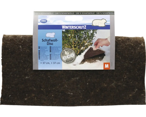 Videx Logo, Schafwoll-Disc für Winterschutz, 37 Zentimeter Durchmesser, aus 100 Prozent Schafwolle, ökologisches Material.