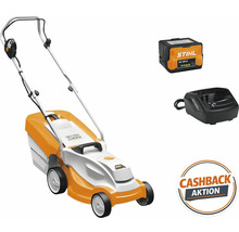 Akkurasenmäher mit Akku, Ladegerät und Cashback-Aktion