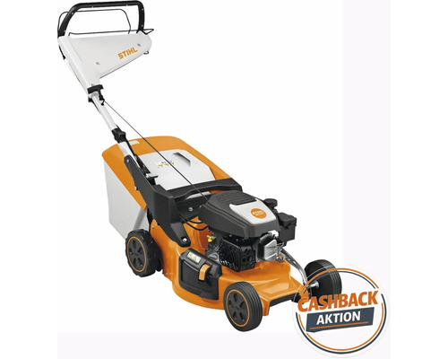 Benzinrasenmäher von Stihl mit Fangkorb und Cashback Aktion