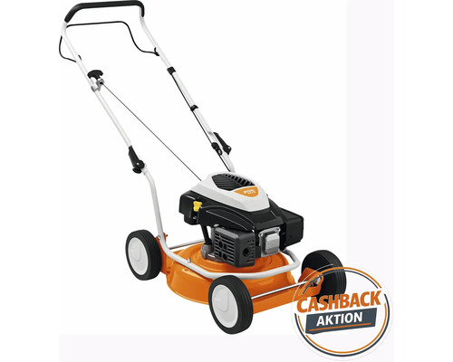 Benzinrasenmäher mit Fangkorb und Stahlblechgehäuse