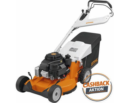 Benzinrasenmäher von Stihl mit Fangkorb und Cashback Aktion