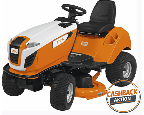 Aufsitzmäher mit Sitz und Lenkrad