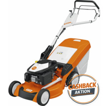 Benzinrasenmäher von Stihl mit Fangkorb und Cashback Aktion