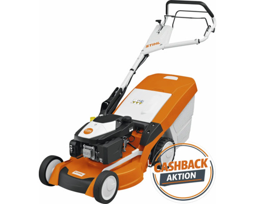 Benzinrasenmäher von Stihl mit Fangkorb und Cashback Aktion