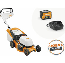 Akkurasenmäher mit Akku, Ladegerät und Cashback Aktion