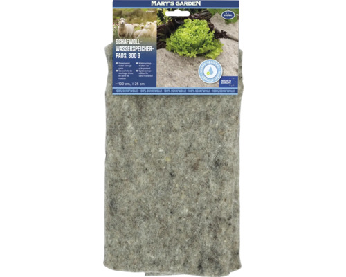 Marys Garden Schafwoll-Wasserspeicher-Pads, 300 Gramm, 100 mal 25 Zentimeter, aus 100 Prozent Schafwolle, hergestellt in Europa.