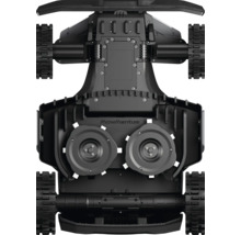 MowMentum Mähroboter Unterseite mit Rädern und Klingen