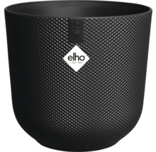 Schwarzer Pflanztopf mit rautenförmiger Textur und Elho Logo