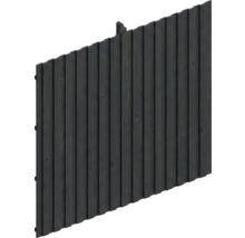 Sichtschutzzaun aus vertikalen Holzlatten in Anthrazit.