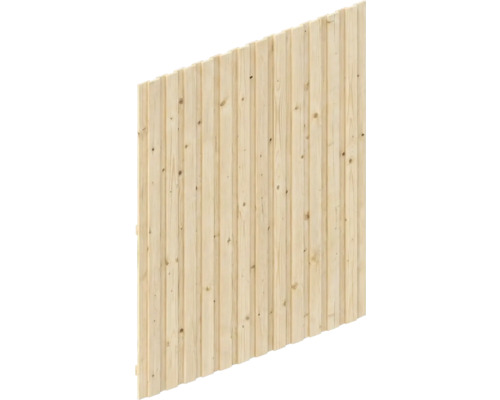 Seitenwand Deckelschalung SKAN HOLZ Emsland 230 x 330 cm natur Schräges Zaunelement aus Holz mit vertikalen Lamellen und natürlicher Holzmaserung.