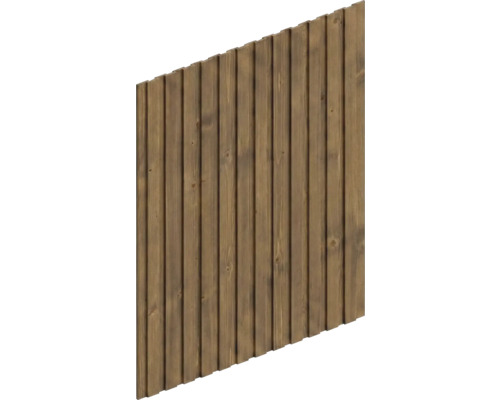 Seitenwand Deckelschalung SKAN HOLZ Emsland 230 x 330 cm nussbaum Sichtschutzelement aus Holz mit vertikalen Lamellen und einer abgeschrägten Oberkante.